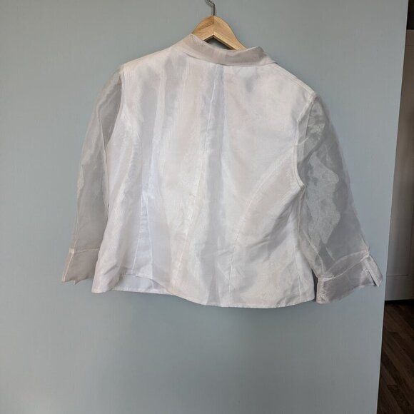 R&M Richards Vintage White Formal Bolero | Sheer Sparkle Details - Picture 2 of 9